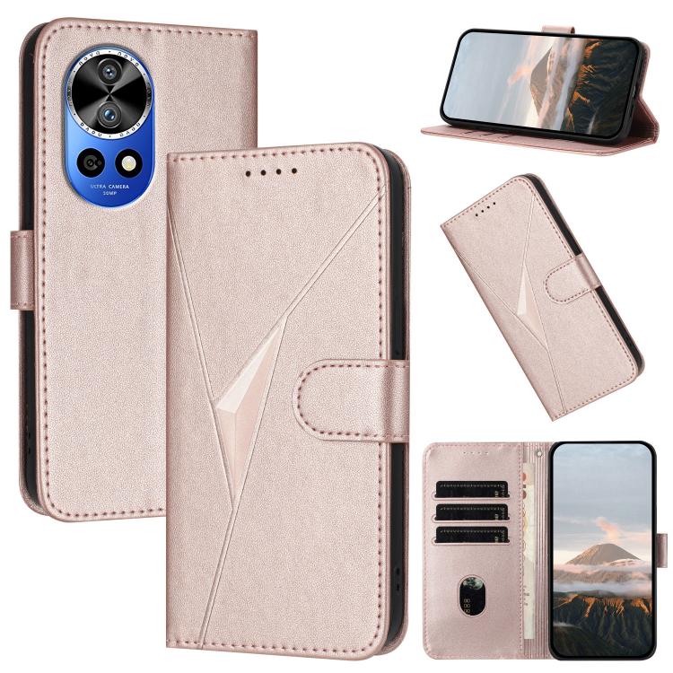 Funda de Cuero con Cierre de Hebilla y Diseño Triangular para Huawei Nova 12 Pro/Nova 12 Ultra (Oro Rosa)