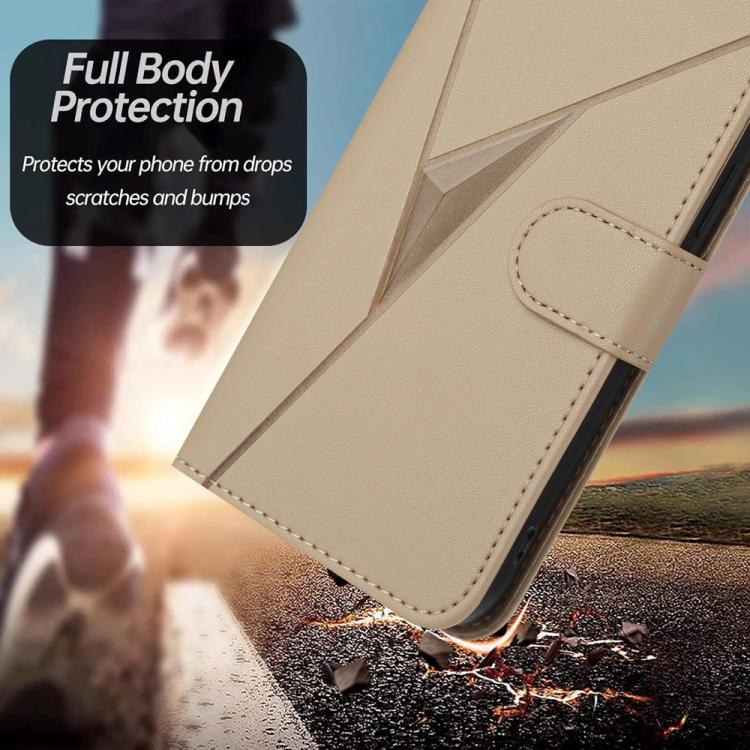 Funda de Cuero con Cierre de Hebilla y Diseño Triangular para Huawei Nova Y72 (Dorada)