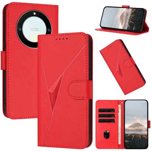 Funda de Cuero con Hebilla y Diseño Triangular para Honor X9A/Magic5 Lite/X40 (Rojo)