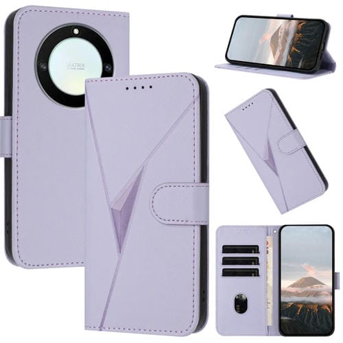 Funda de Cuero con Hebilla y Diseño Triangular para Honor X9A/Magic5 Lite/X40 (Morado Claro)