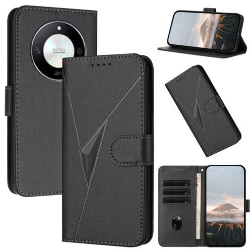 Funda de Cuero con Hebilla y Diseño Triangular para Honor X50 y Honor X9B (Negra)