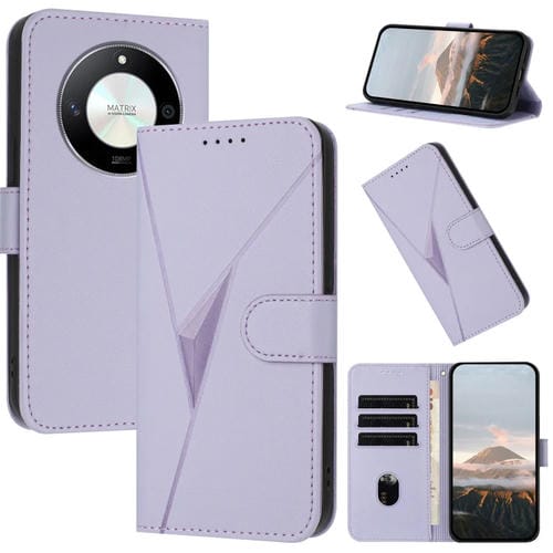 Funda de Cuero con Hebilla y Diseño Triangular para Honor X50 y Honor X9B (Morado Claro)