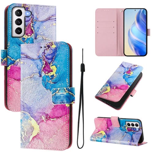 Funda de Cuero para Teléfono Samsung Galaxy S21+ 5G Patrón Dibujo Artístico (Mármol Colorido)