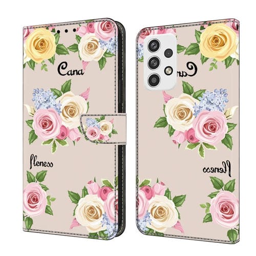 Funda de Cuero Samsung Galaxy A13 4G/5G Pintada a Mano Flores de Colores