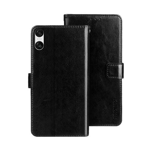 Funda de Cuero Crazy Horse para Sony Xperia 10 Vi (Negra)