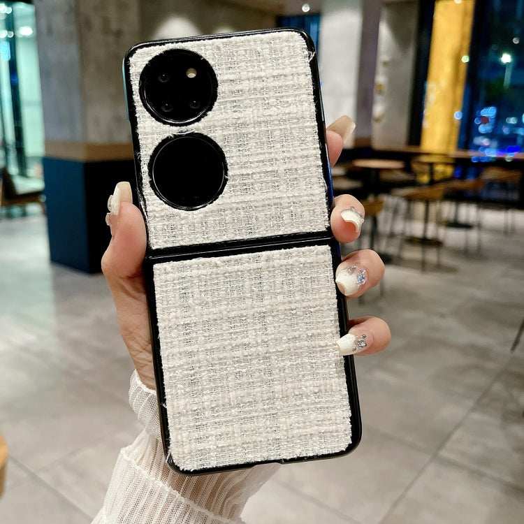 Funda Protectora PC Tela a Cuadros para Huawei P50 Pocket (Blanca)