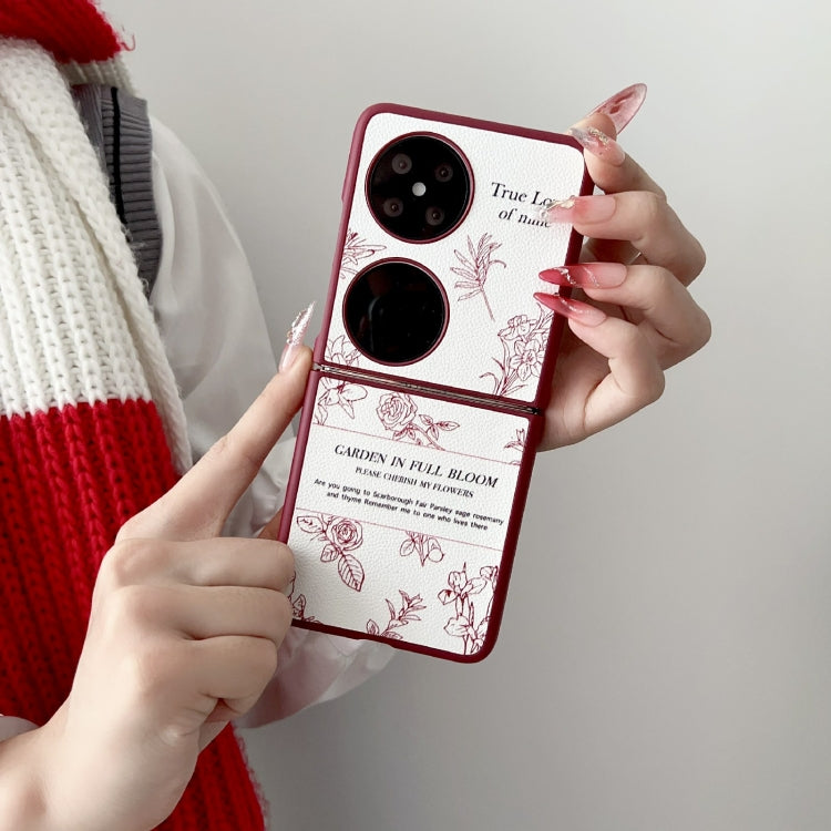 Funda para Teléfono Huawei Pocket 2 con Diseño de Flores y Bocetos (Rosa)
