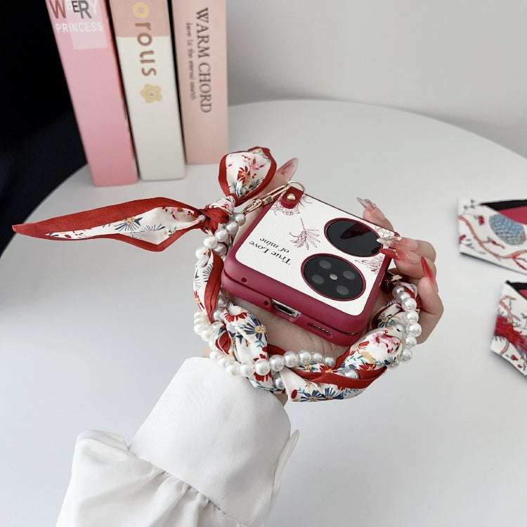 Funda para Teléfono Huawei Pocket 2 con Diseño de Flores y Bufanda (Rosa)