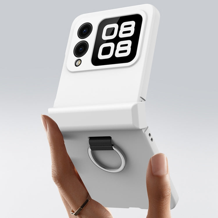 Funda para Teléfono Huawei Nova Flip con Anillo Ultrafino y Bisagra (Blanca)