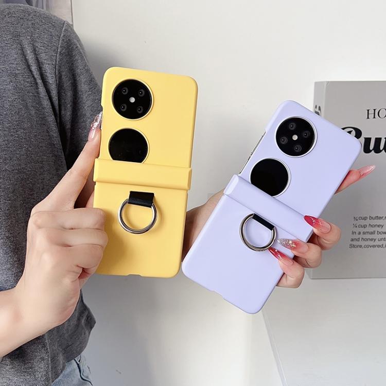Funda para Teléfono Huawei Pocket 2 con Anillo Ultrafino y Bisagra (Amarilla)