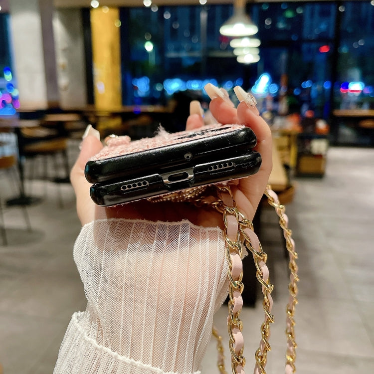 Funda para Teléfono Huawei P50 Pocket Camellia Plaid Fabric PC con Cordón Largo (Rosa)