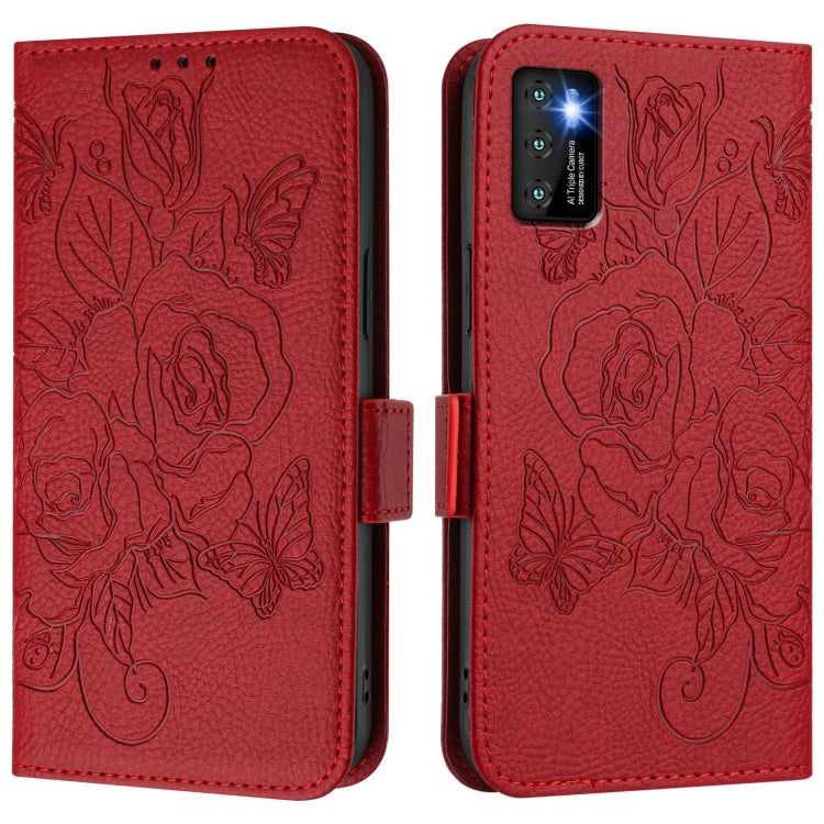 Funda de Cuero Antirrobo con Rfid para Cubot P50 (Roja) con Diseño en Relieve