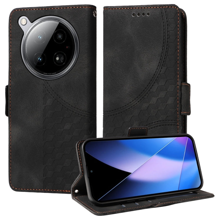 Funda de Cuero para Infinix Zero 40 4G/5G con Diseño de Rombos y Estrellas en Relieve (Negra)