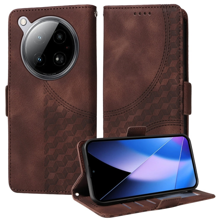 Funda de Cuero para Teléfono Infinix Zero 40 4G/5G con Rombos y Estrellas (Marrón)