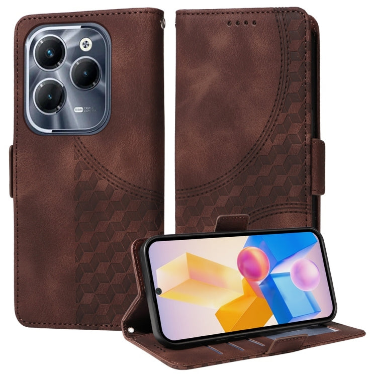 Funda de Cuero con Rombos en Relieve y Estrellas para Infinix Hot 40 y Hot 40 Pro (Marrón)