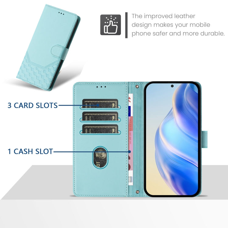 Funda de Cuero Rfid con Relieve en Panal para Sharp Aquos R9 (Verde Menta)