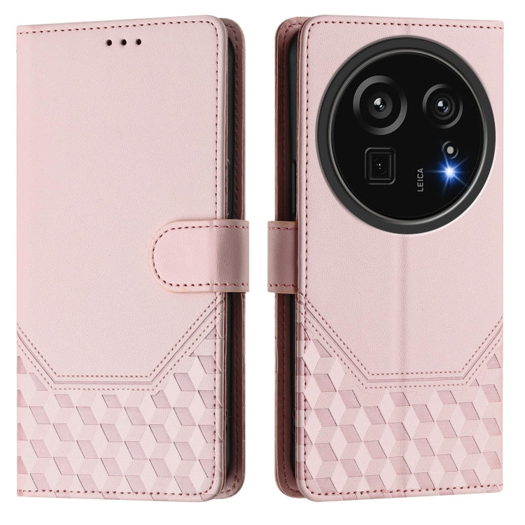 Funda de Cuero Rfid con Relieve en Panal para Sharp Aquos R9 Pro (Rosa)