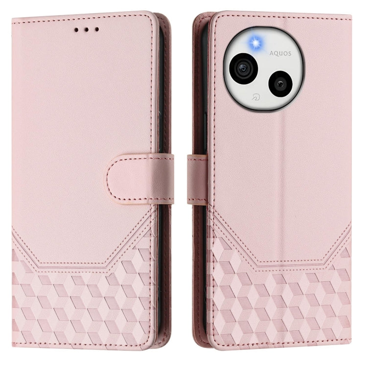 Funda de Cuero Rfid con Relieve en Panal para Sharp Aquos Sense9 Plus (Rosa)