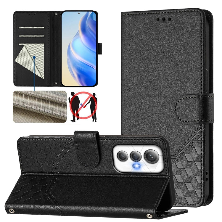 Funda de Cuero Rfid con Relieve en Panal para Cubot Max 5 (Negra)