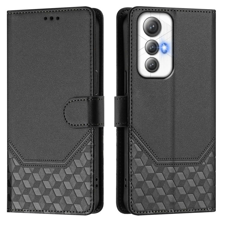 Funda de Cuero Rfid con Relieve en Panal para Cubot Max 5 (Negra)