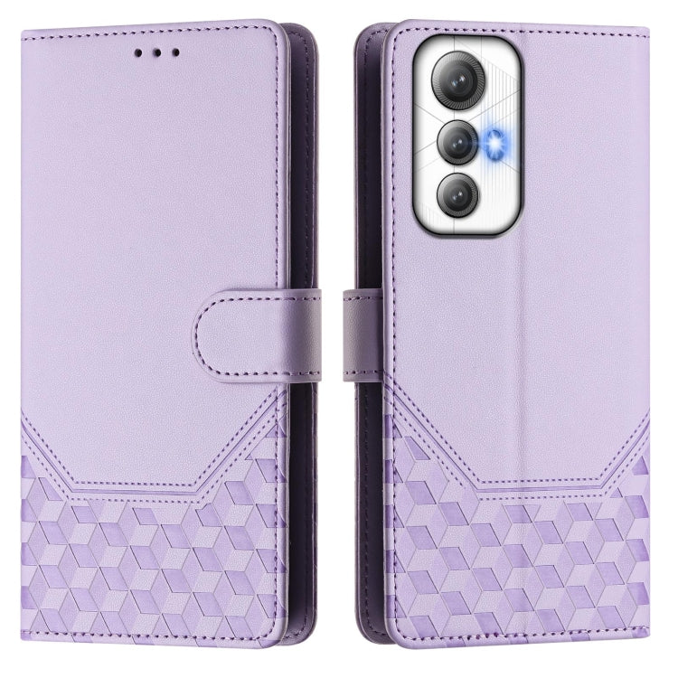 Funda de Cuero Rfid con Relieve en Panal para Cubot Max 5 (Morado Claro)
