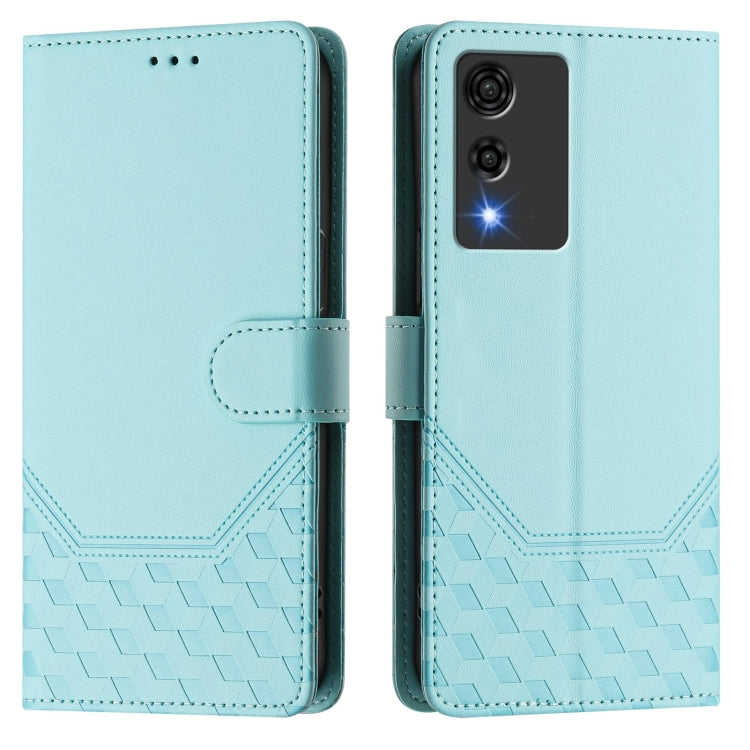 Funda de Cuero Rfid con Relieve en Panal para Cubot A10 (Verde Menta)