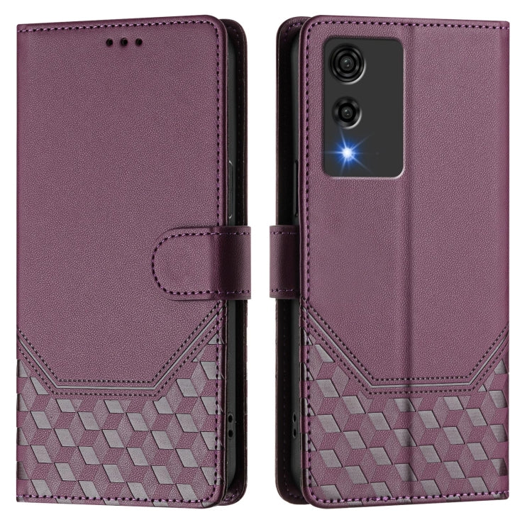 Funda Cuero Rfid con Relieve Panal para Cubot A10 (Violeta)
