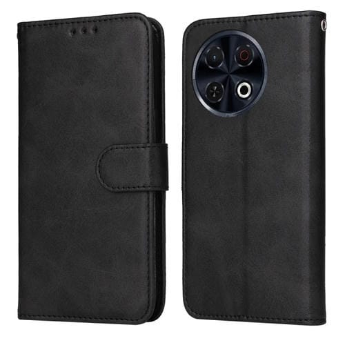 Funda de Piel Sintética con Tapa para Tecno Spark 30 Pro 4G (Negra)