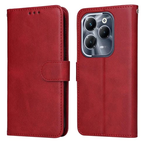 Funda de Cuero con Tapa Textura Clásica Becerro para Infinix Hot 40 y Hot 40 Pro (Rojo)