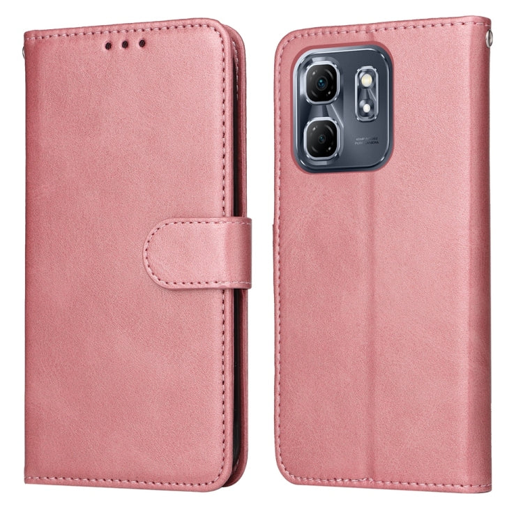 Funda de Piel con Tapa y Textura Clásica de Becerro para Infinix Hot 50I/Smart 9 (Oro Rosa)