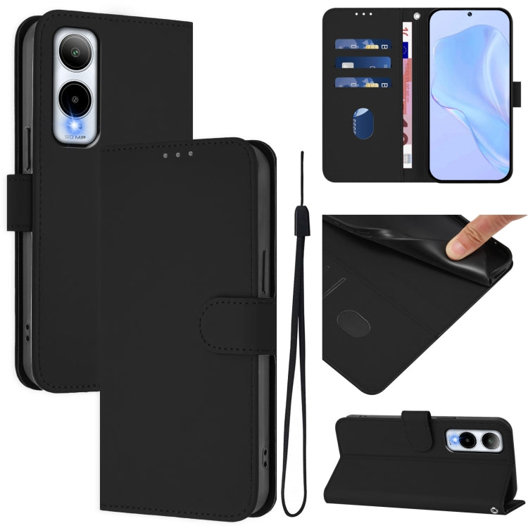 Funda de Cuero con Cordón para Teléfono Cricket Icon 6 Skin Feel (Negro)