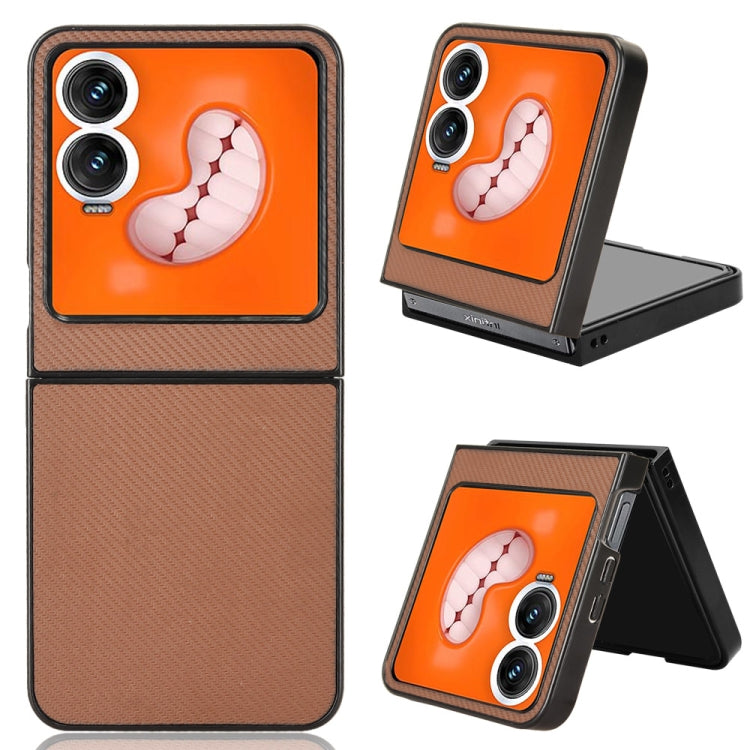 Funda Cuero Sintético Infinix Zero Flip Protección Teléfono (Marrón)