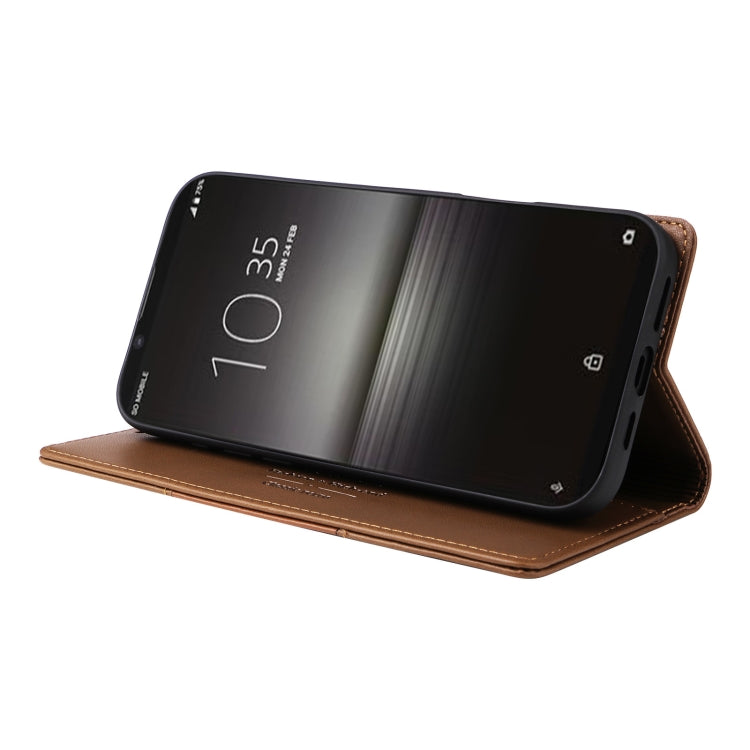 Funda de Cuero Antirrobo RFID Gqutrobe G01 para Sony Xperia 1 II (Marrón)