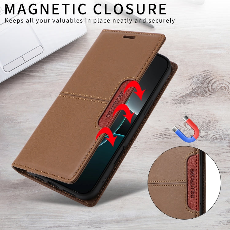 Funda de Cuero Antirrobo RFID Gqutrobe G01 para Sony Xperia 1 II (Marrón)
