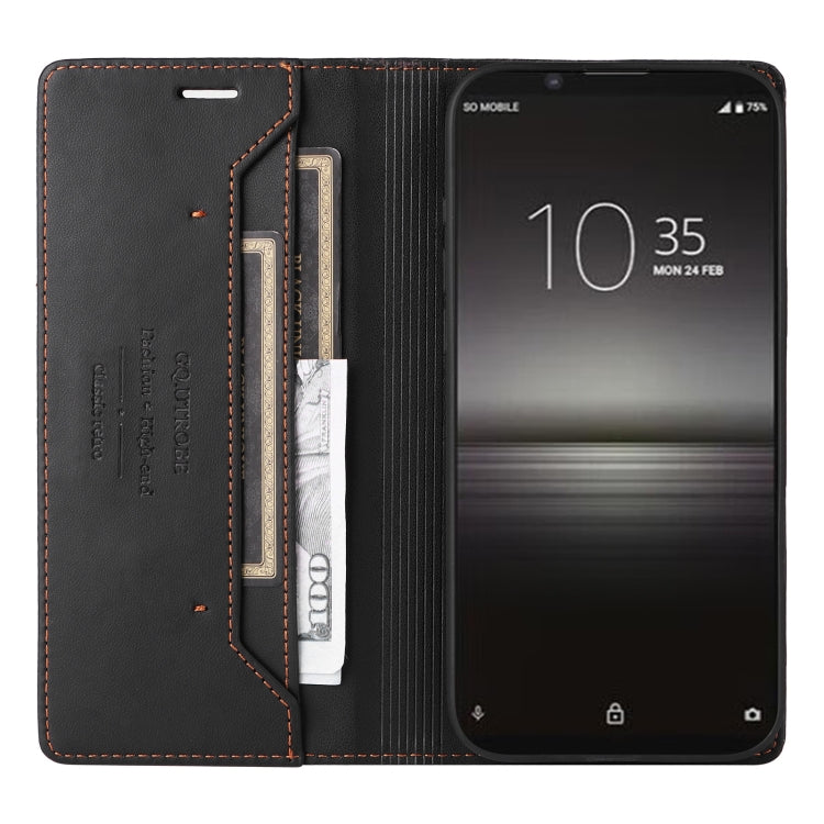 Funda de Cuero Antirrobo Rfid Gqutrobe G01 para Sony Xperia 1 Ii (Negra)