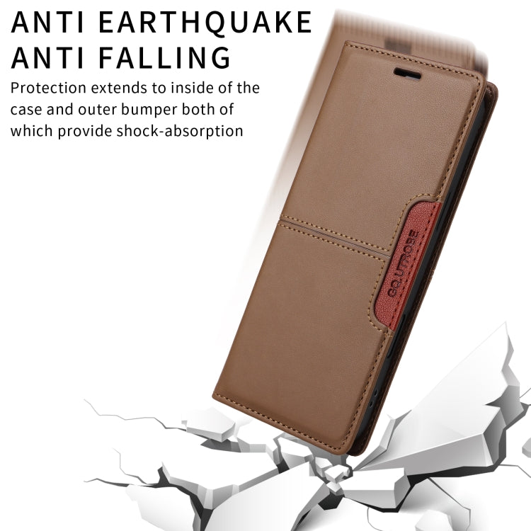 Funda de Cuero Antirrobo RFID Gqutrobe G01 para Sony Xperia 1 III (Marrón)