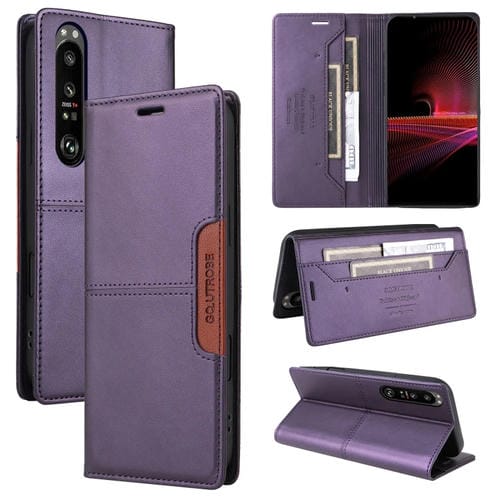 Funda de Cuero Antirrobo RFID Gqutrobe G01 para Sony Xperia 1 III (Morado)