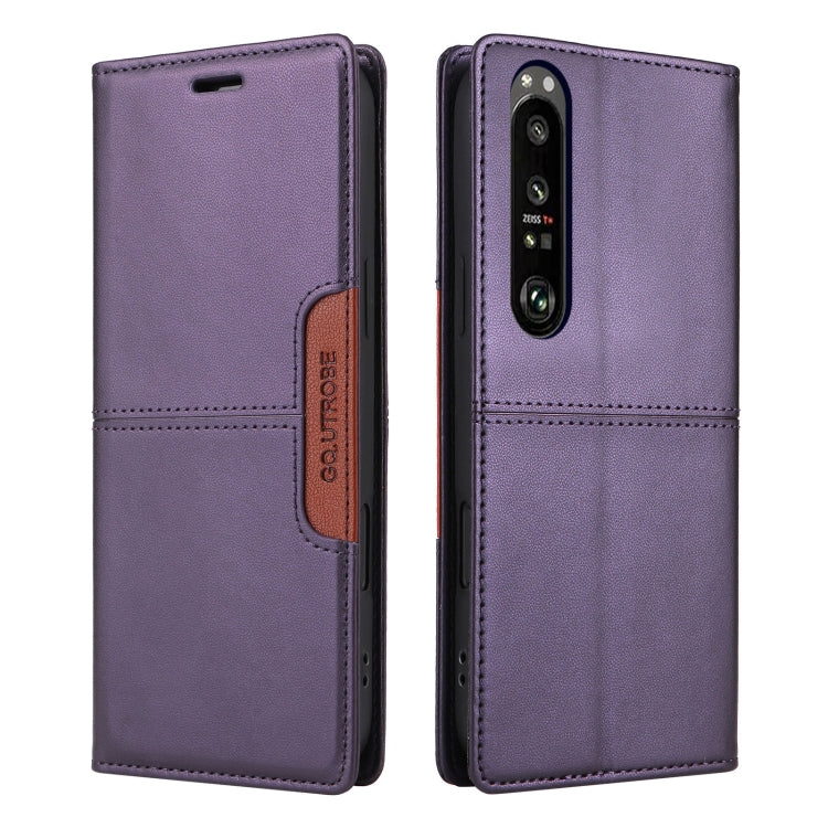Funda de Cuero Antirrobo RFID Gqutrobe G01 para Sony Xperia 1 III (Morado)