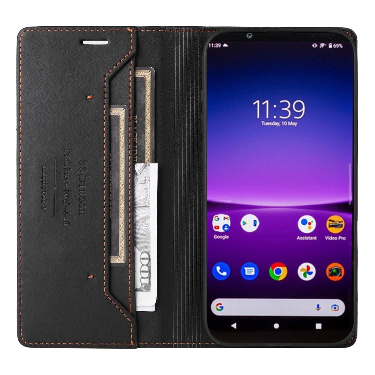 Funda de Cuero Antirrobo RFID Gqutrobe G01 para Sony Xperia 1 IV (Negra)