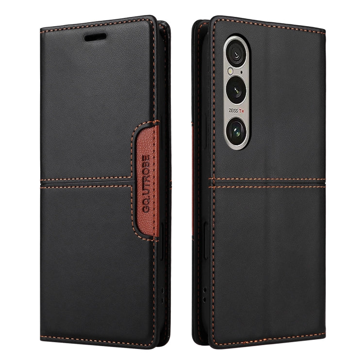 Funda de Cuero Antirrobo RFID Gqutrobe G01 para Sony Xperia 1 Vi (Negra)