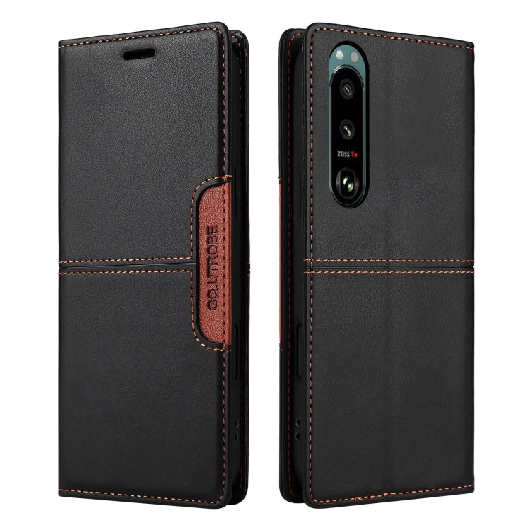 Funda de Cuero Antirrobo RFID Gqutrobe G01 para Sony Xperia 5 III (Negra)