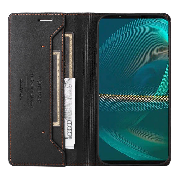 Funda de Cuero Antirrobo RFID Gqutrobe G01 para Sony Xperia 5 III (Negra)
