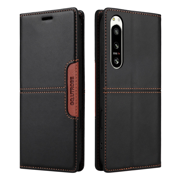 Funda de Cuero Antirrobo RFID Gqutrobe G01 para Sony Xperia 5 IV (Negra)