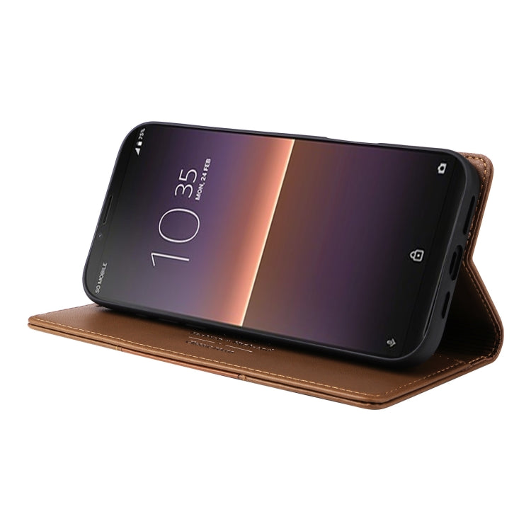 Funda de Cuero Antirrobo RFID Gqutrobe G01 para Sony Xperia 10 II (Marrón)