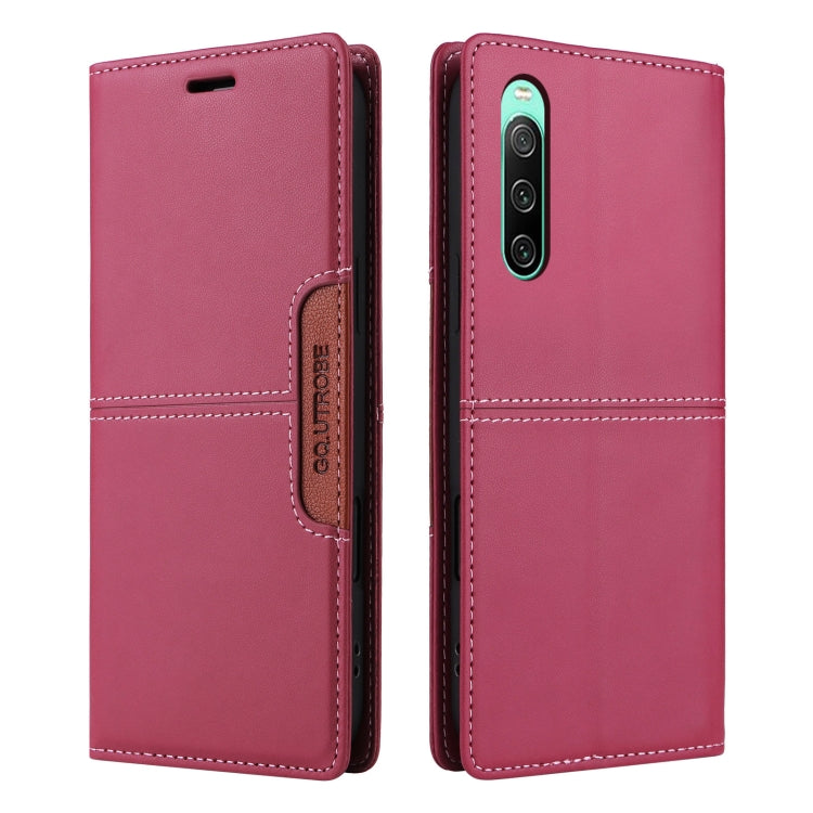 Funda de Cuero Antirrobo RFID Gqutrobe G01 para Sony Xperia 10 IV (Rojo)