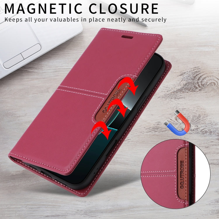 Funda de Cuero Antirrobo RFID Gqutrobe G01 para Sony Xperia 10 IV (Rojo)