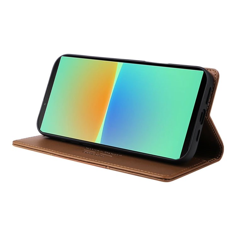 Funda de Cuero Antirrobo RFID Gqutrobe G01 para Sony Xperia 10 IV (Marrón)
