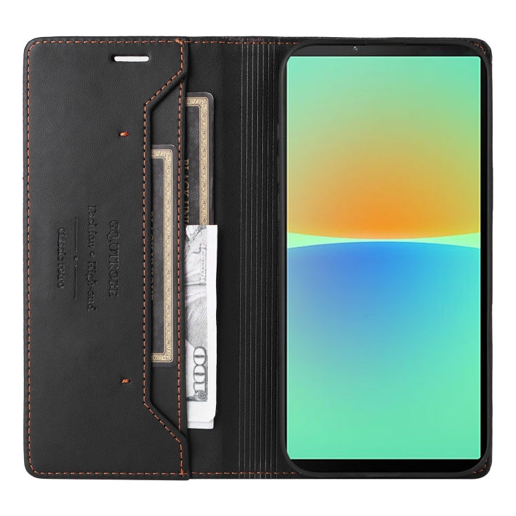Funda de Cuero Antirrobo RFID Gqutrobe G01 para Sony Xperia 10 IV (Negra)