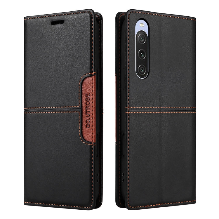 Funda de Cuero Antirrobo Rfid Gqutrobe G01 para Sony Xperia 10 V (Negra)
