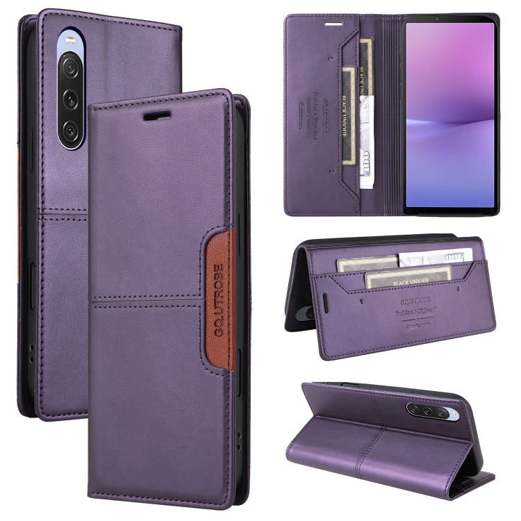 Funda de Cuero Antirrobo Rfid Gqutrobe G01 para Sony Xperia 10 V (Morado)